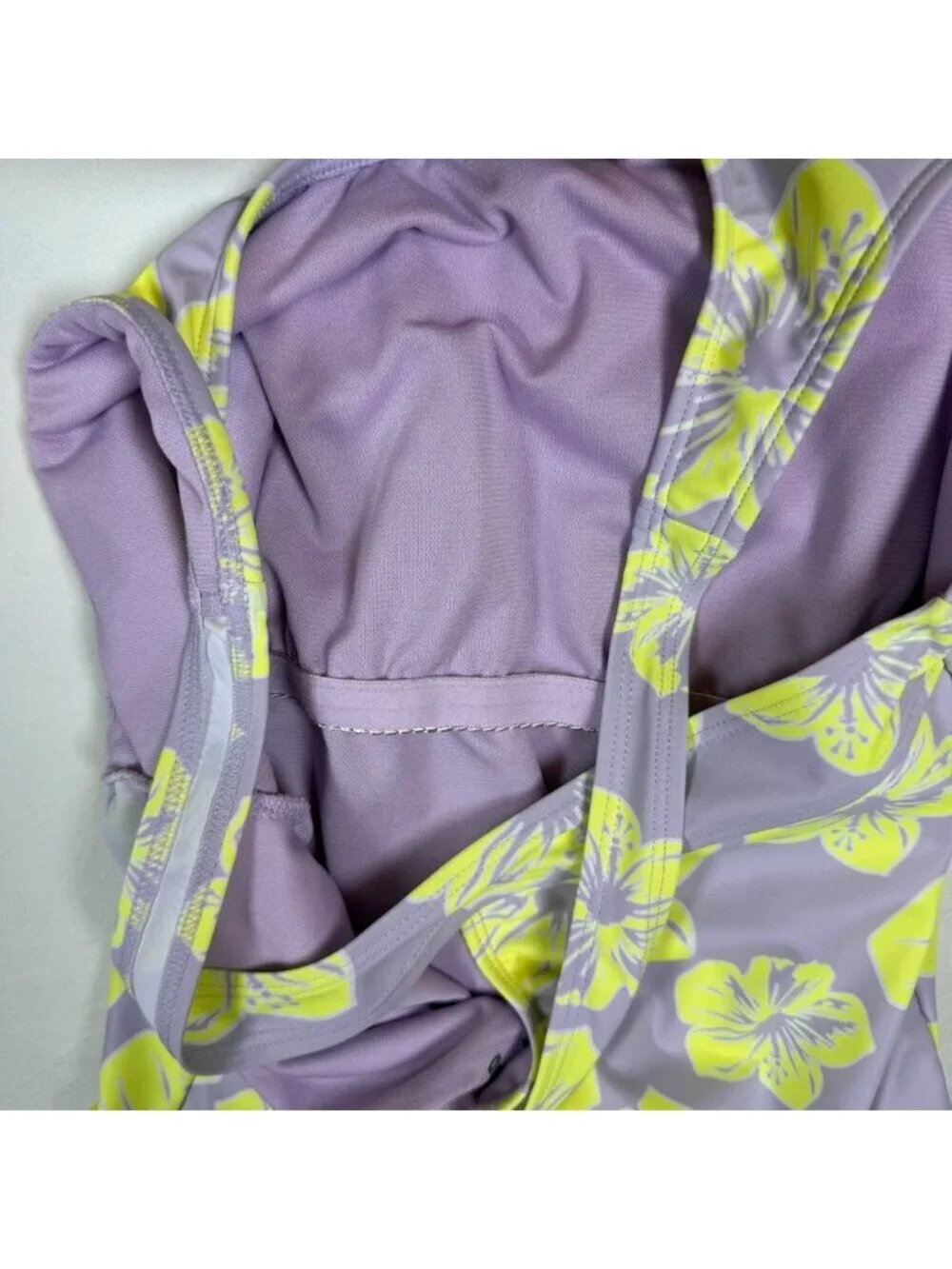 Lands' End Girls UPF 50+ One Piece Swimsuit XL 14-16 Lavender Floral